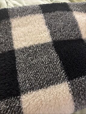 Plaid Sherpa Fleece Throw Blanket - Black, Gray, Cream